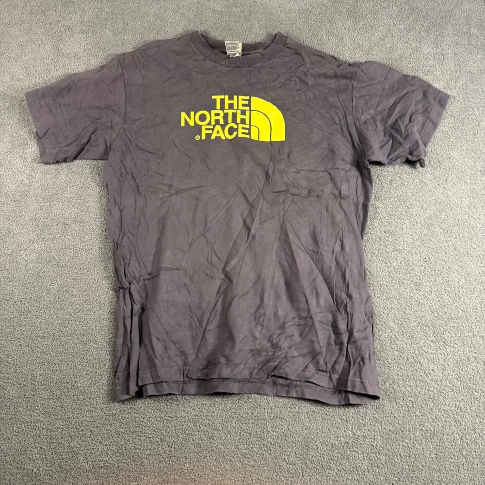 The North Face Mens Graphic Logo T-Shirt Charcoal Grey Yellow Size Medium